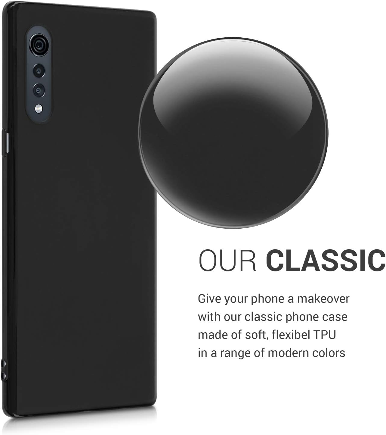 kwmobile Funda compatible con LG Velvet Case – Funda protectora de silicona TPU suave y delgada – Negro mate