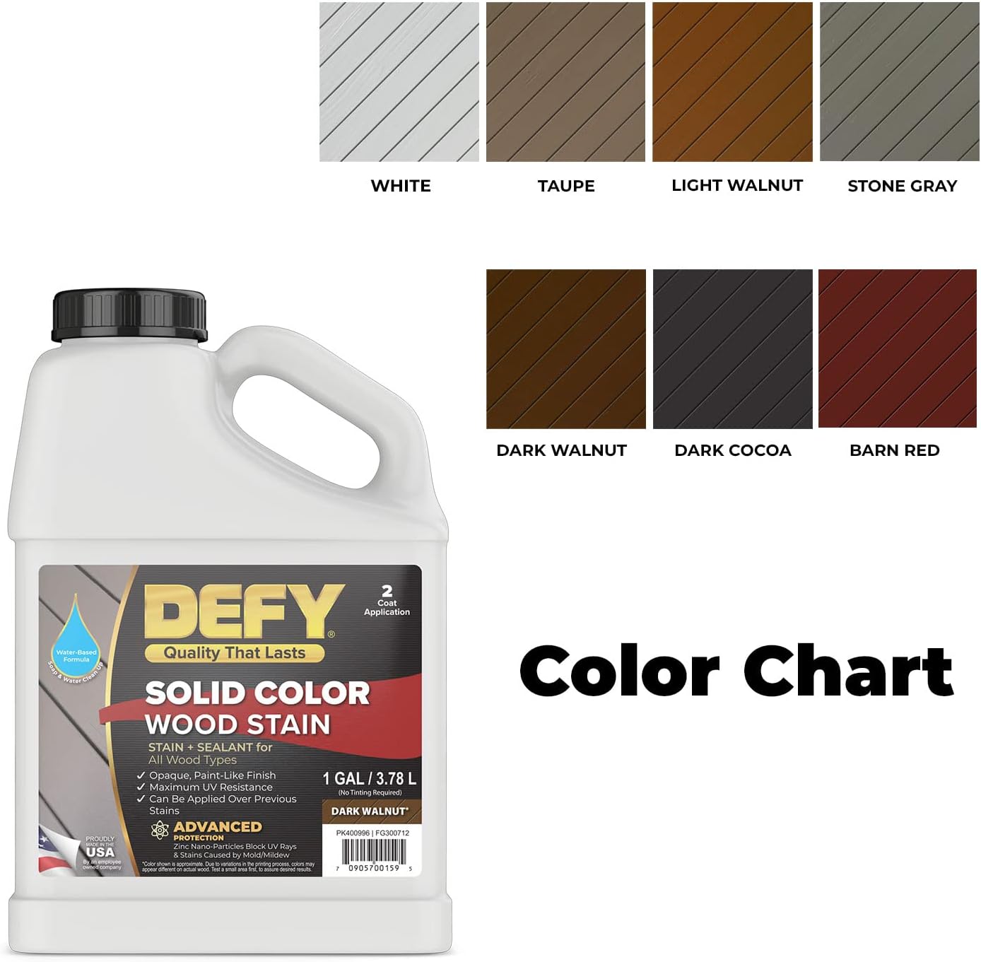 DEFY Tinte para madera de color sólido, cacao oscuro, 1 galón, pintura de cubierta de larga duración para madera y manchas de cercas, pintura de