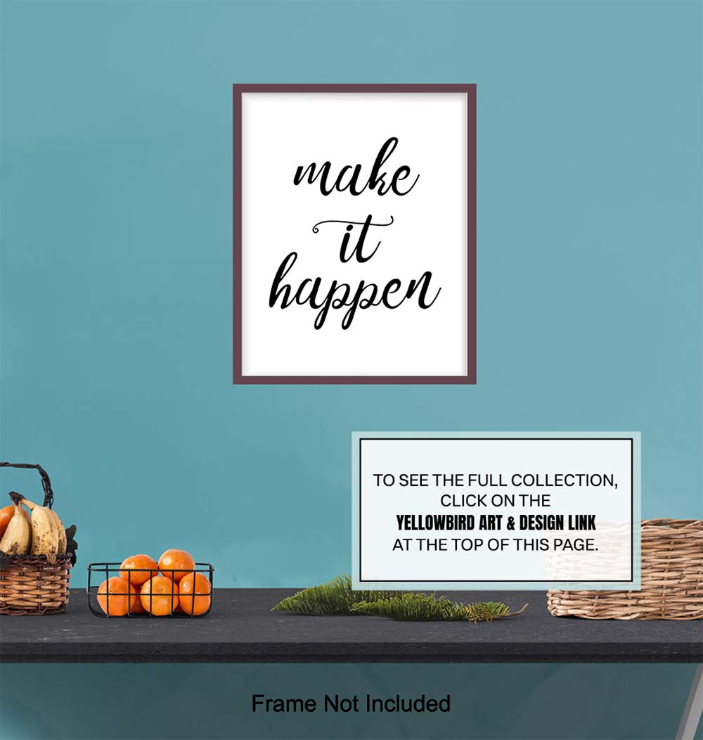 Make It Happen – Unframed Wall Art Print Typography – Perfect Affordable Gift – Motivational Quote – Great For Office and Home Decor – Ready to