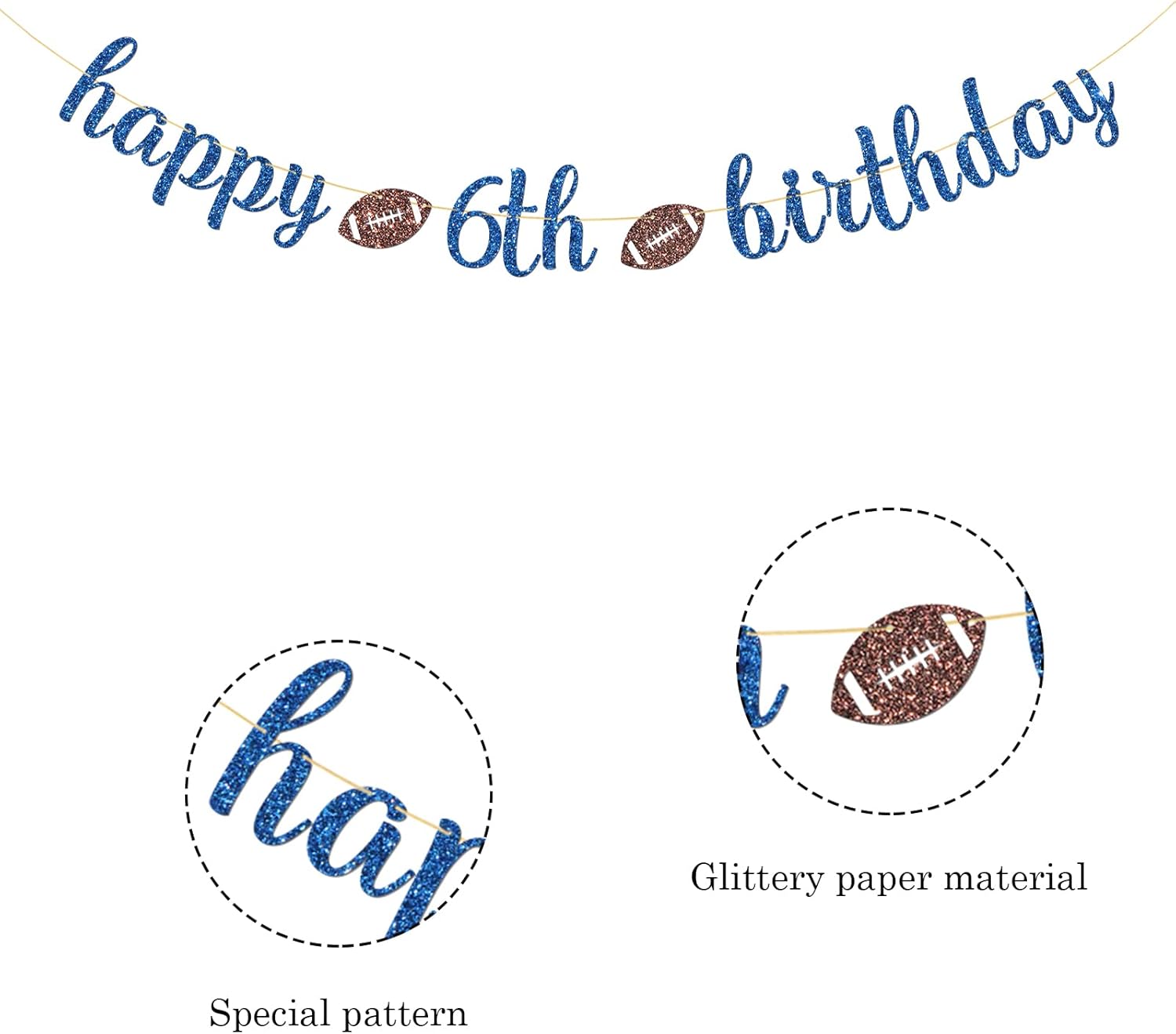 Cartel de fútbol americano de feliz 6 cumpleaños, decoraciones de cumpleaños con temática de fútbol deportivo, suministros para fiesta de cumpleaños