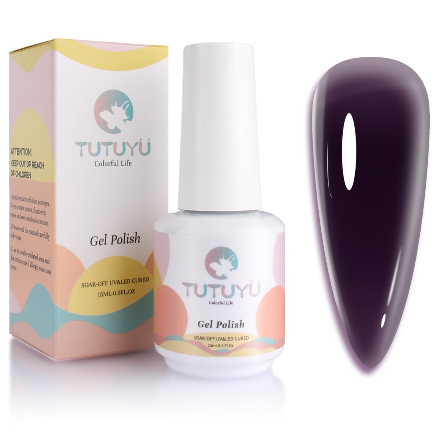 Jelly Midnight – Esmalte de uñas de gel de color morado oscuro, UVLED, transparente, translúcido, negro, para principiantes o salón de manicura, 0.5