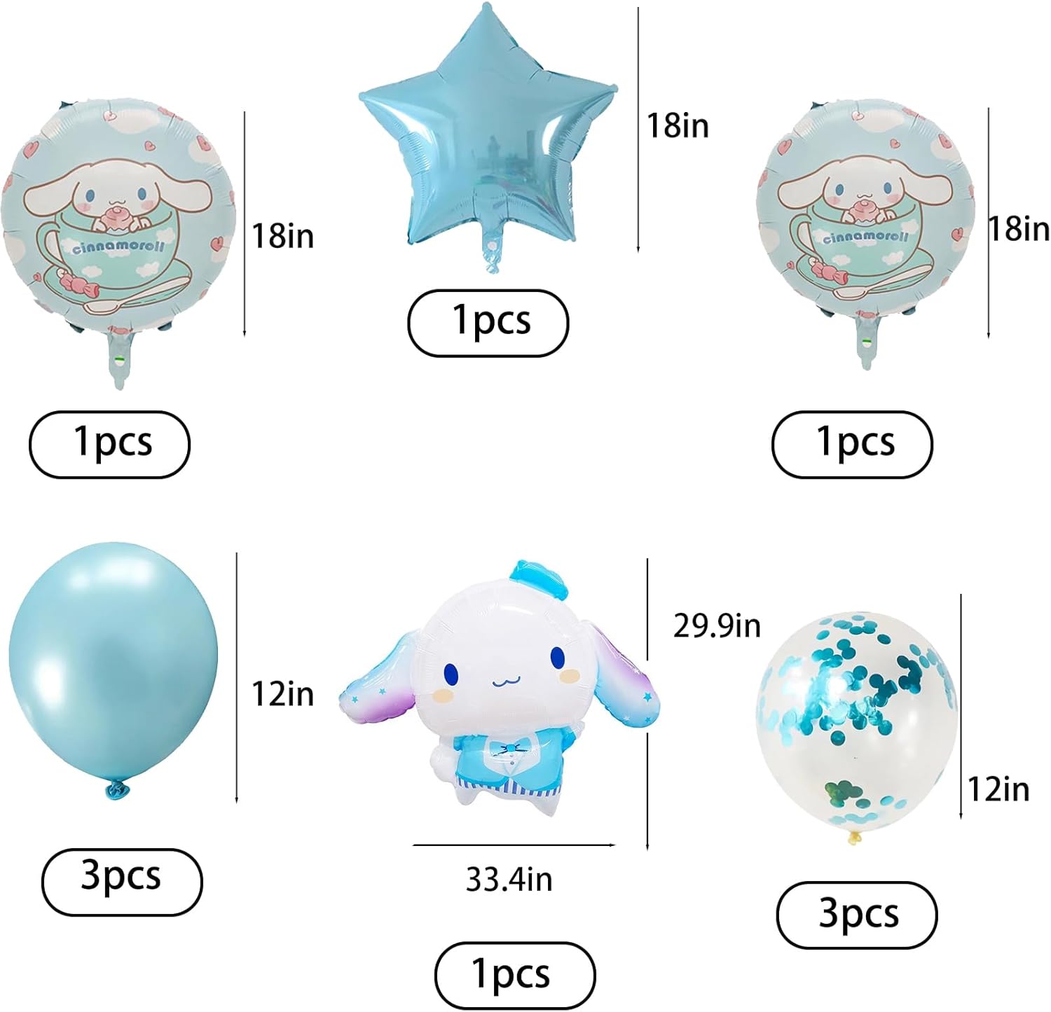 20 globos de decoración de fiesta de anime, globos de doble cara de material de película de aluminio, suministros de fiesta temática de anime,