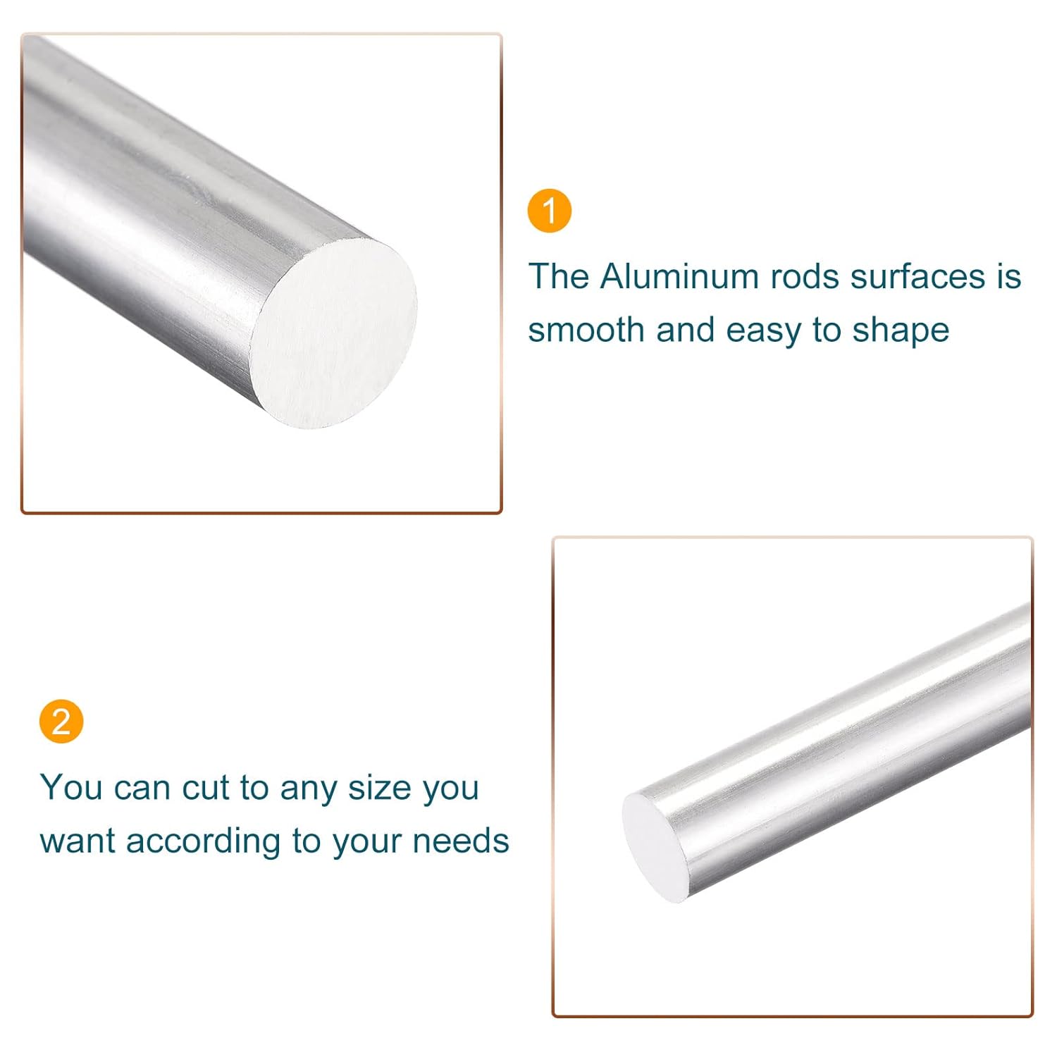 MECCANIXITY Varilla redonda sólida de aluminio de 0.472 in de diámetro, 11.811 in de longitud, para manualidades, paquete de 2 unidades