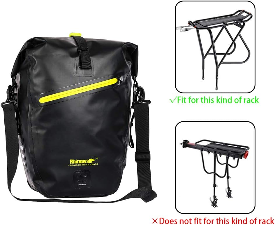 Rhinowalk Bolsa de bicicleta impermeable para bicicleta de 27 L, (para soporte de carga de bicicleta, bolsa de hombro, bolsa de alforjas para
