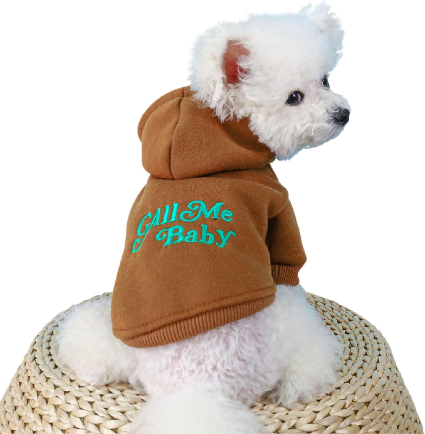Ropa para perro con capucha para mascotas, abrigo de invierno para cachorros, sudaderas para perros pequeños, niño y niña, patrón de llamarme,