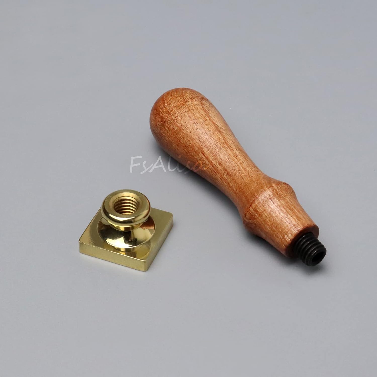 FsAlisa Sello de cera con cabeza de latón extraíble, mango de madera, ideal para adornar sobres, invitaciones de boda, paquetes de vino, envoltura