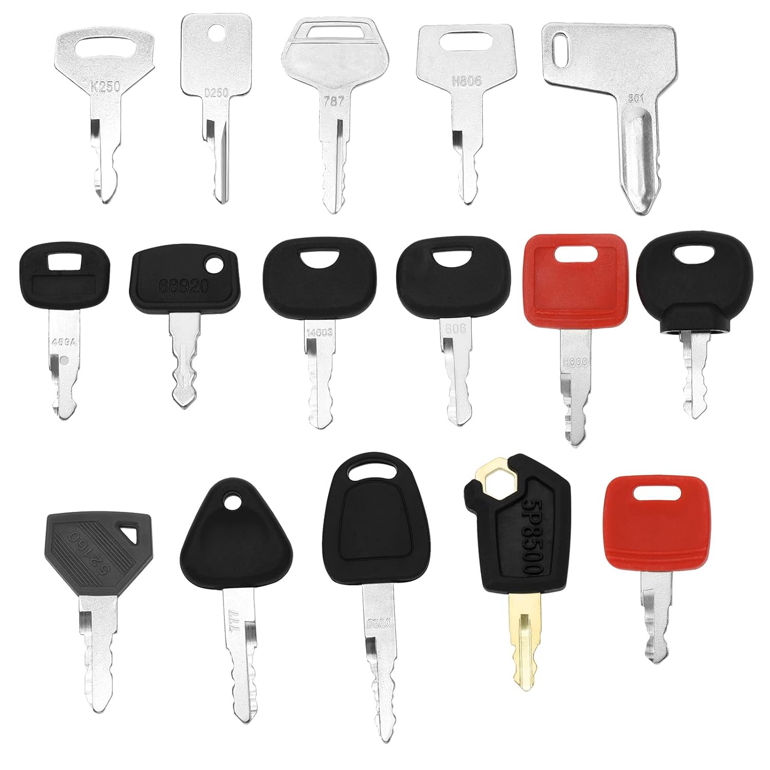 Juego de llaves de arranque de encendido 16PCS RE183935 K250 787 68920 F900 14603 606 301 H806 D250 459A H800 52160 777 5P8500 14607 para excavación