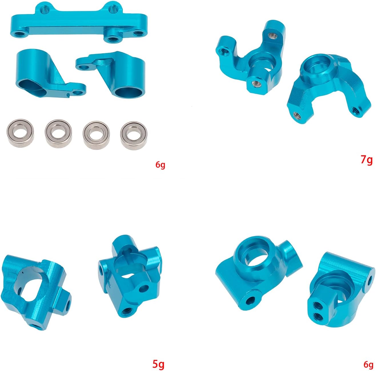 DKKY – Kit de piezas de actualización CNC de aleación de aluminio para nudillos de dirección C-Hubs Bellcranks para Losi 118 Mini-T 2.0 2WD RC Truck