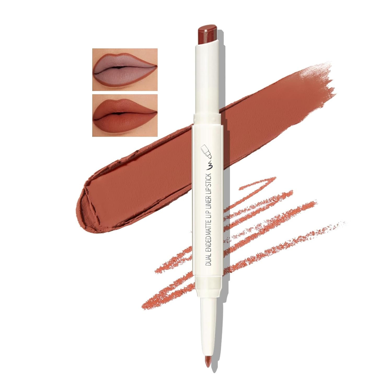 Boobeen Lápiz labial de doble punta, delineador de labios de terciopelo para maquillaje, lápiz labial cremoso para mujeres, acabado satinado mate de