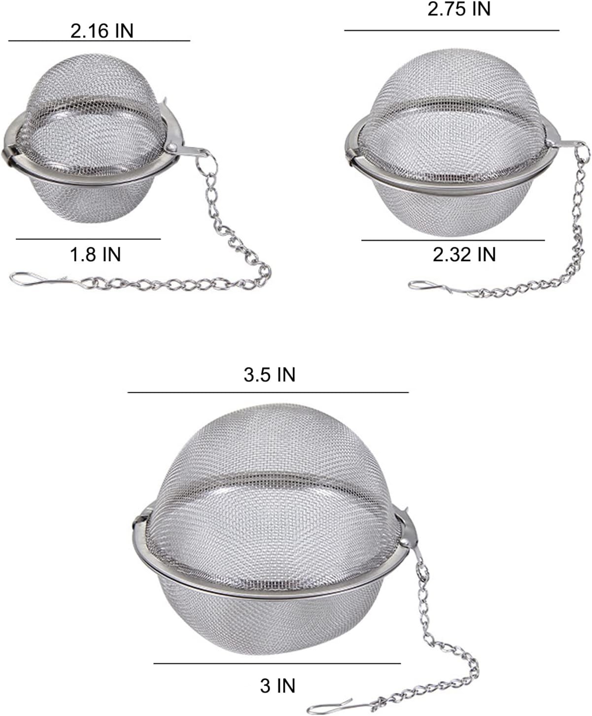 Infusor de té de 2 piezas, colador de té mejorado de 3.5 pulgadas, infusores de té de primera calidad para té suelto, té más pronunciado, bola de té