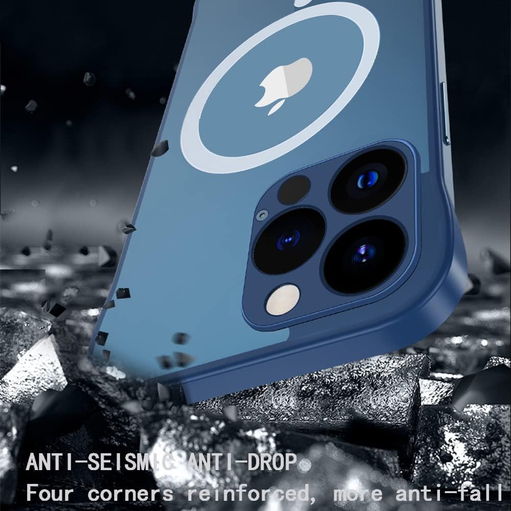 Omio – Funda magnética delgada para iPhone 15 Pro compatible con MagSafe, transparente mate, ultrafina, diseño sin marco, sin bordes con bucle para