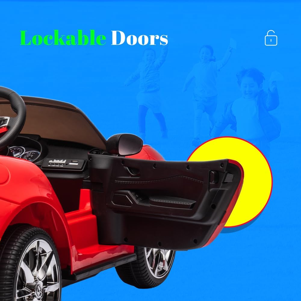 Vehículo eléctrico Mazda MX-5 de 12 V, con licencia para niños, con control remoto para padres, luces, música, juguetes de 4 ruedas (rojo)