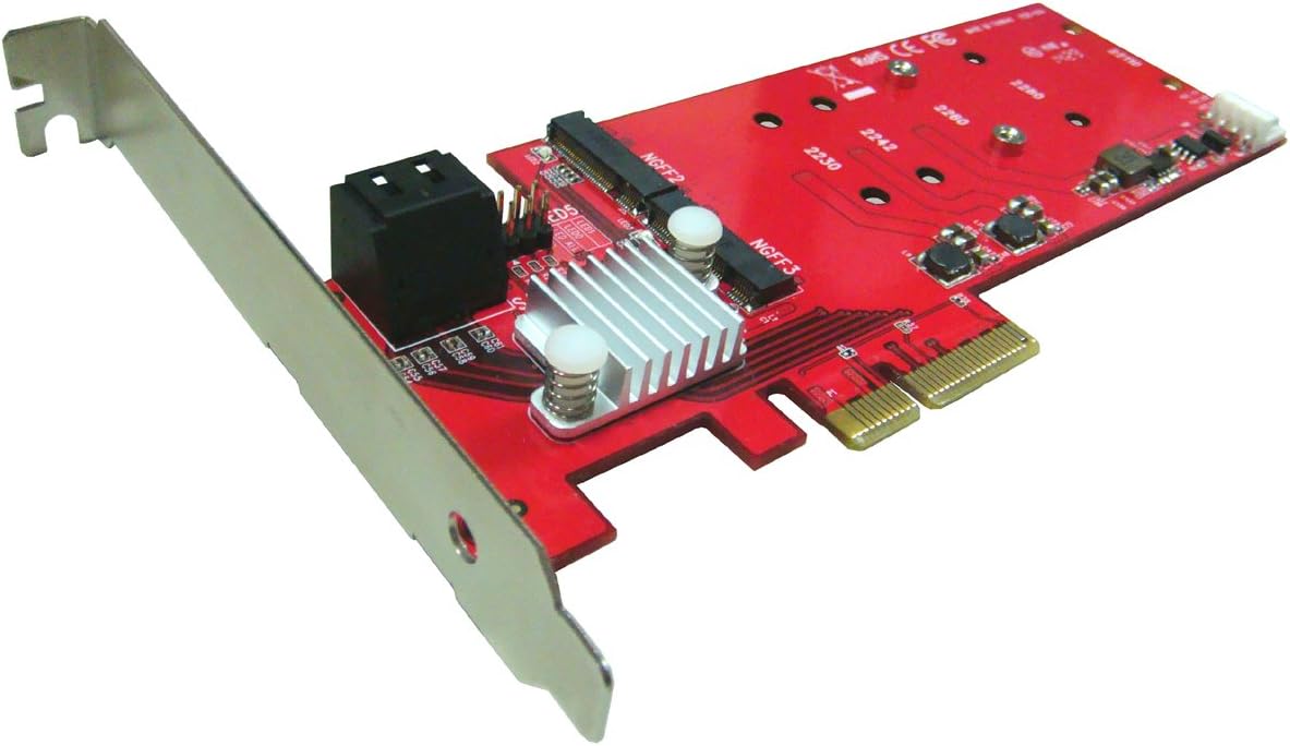Ableconn Tarjeta controladora PEXM2-2SA Dual M.2 SATA SSD PCIe RAID con puertos SATA III duales – Compatible con 2 unidades SSD M.2 NGFF SATA + 2