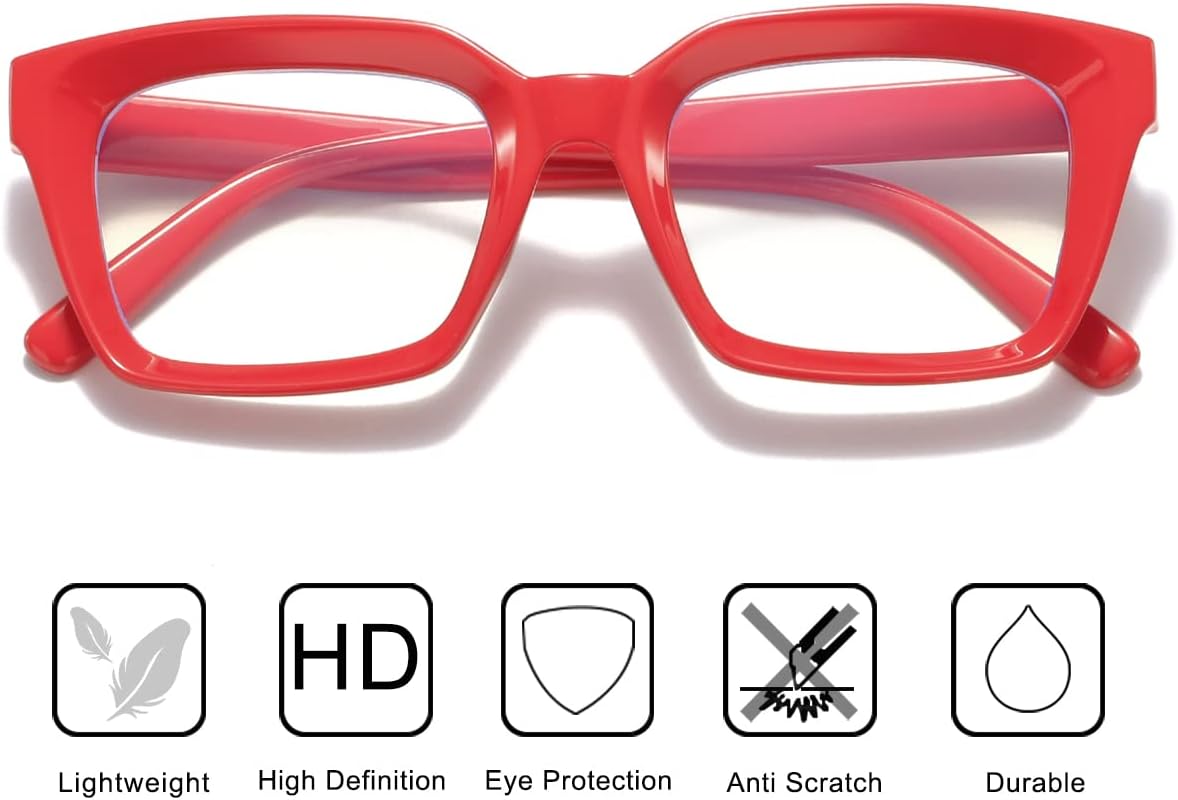 Lentes de bloqueo de luz azul, para lectura en computadora, juegos, televisión, teléfonos, gafas para mujeres y hombres, marco cuadrado grueso 2105