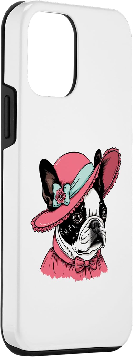 Funda victoriana para iPhone 12 mini Boston Terrier English Lady Funny Dog