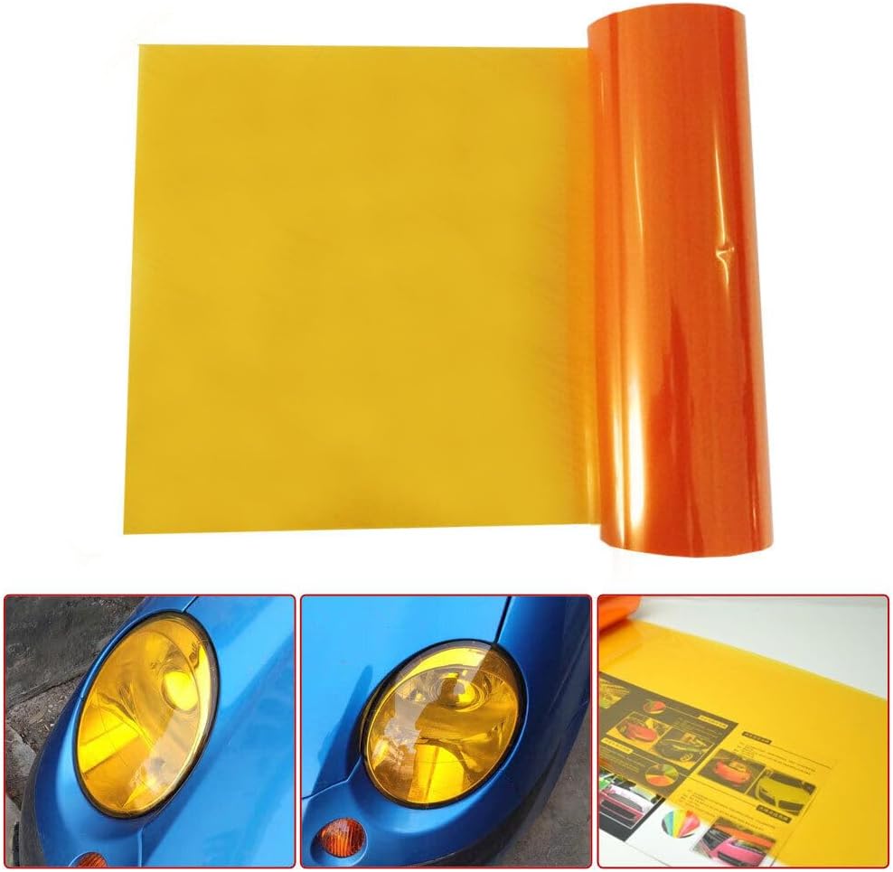 KOMAS Rollo de lámina de vinilo tintado de 12 x 48 pulgadas para faros delanteros de automóvil, luces traseras, luces antiniebla con escobilla de