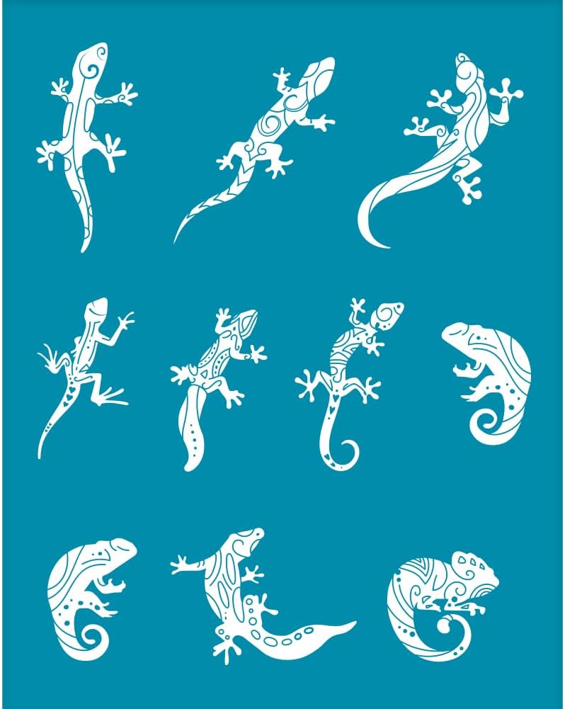 OLYCRAFT Plantillas de arcilla de 4 x 5 pulgadas, pantalla de seda con patrón de lagarto pequeño para plantillas de pantalla de seda de polímero,