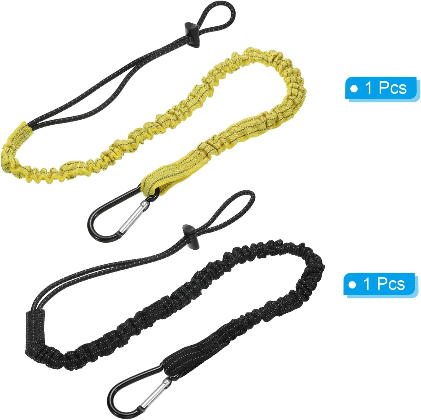 PATIKIL Cordón para herramientas con gancho a presión, paquete de 2 correas de seguridad de 35 pulgadas para protección contra caídas, negro y