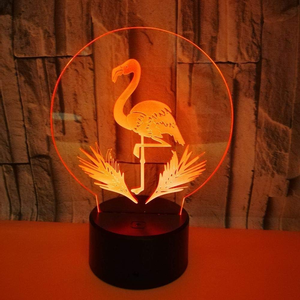 Lámpara de flamenco  Luces de noche de acrílico 3D USB LED lámpara de mesa para el hogar r2d2 lámpara de arte 3D  Ilusiones ópticas 3D 7 colores que