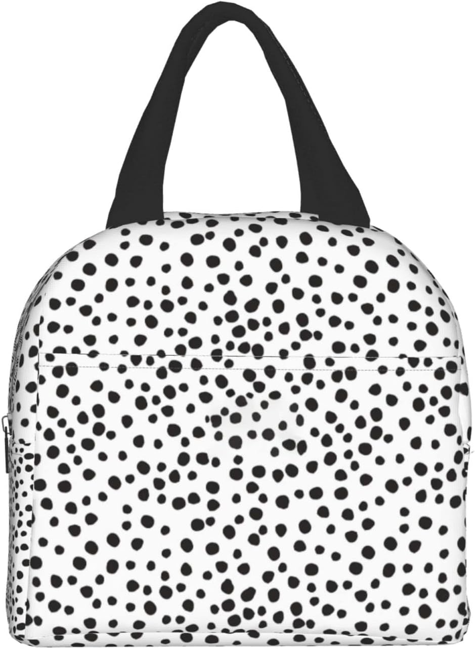 Lonchera estética de lunares para mujeres, niños, adolescentes, niñas, niños, bolsa de almuerzo aislada, reutilizable, personalizada, elegante, para