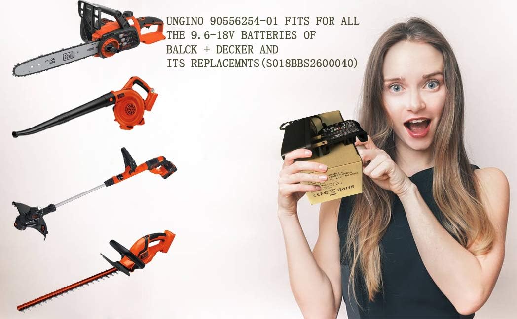 Reemplazo de Black and Decker 18V Cargador de batería 90556254-01 9.6V-18V NiCad y NiMh Batería HPB12 FS12B HPB14 FSB14 HPB18 HPB18-OPE FSB18 HPB96