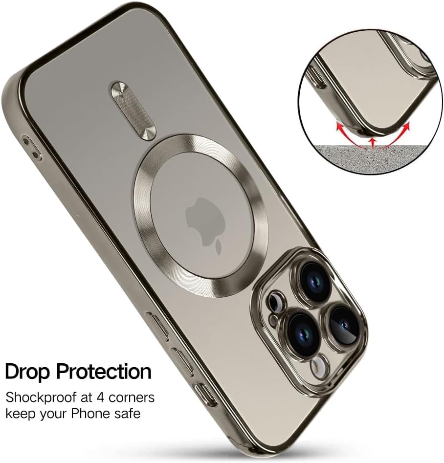 OOK Funda para iPhone 15 Pro Max de 6.7 pulgadas protector de lente de cámara integrado compatible con MagSafe Funda delgada antiarañazos a prueba