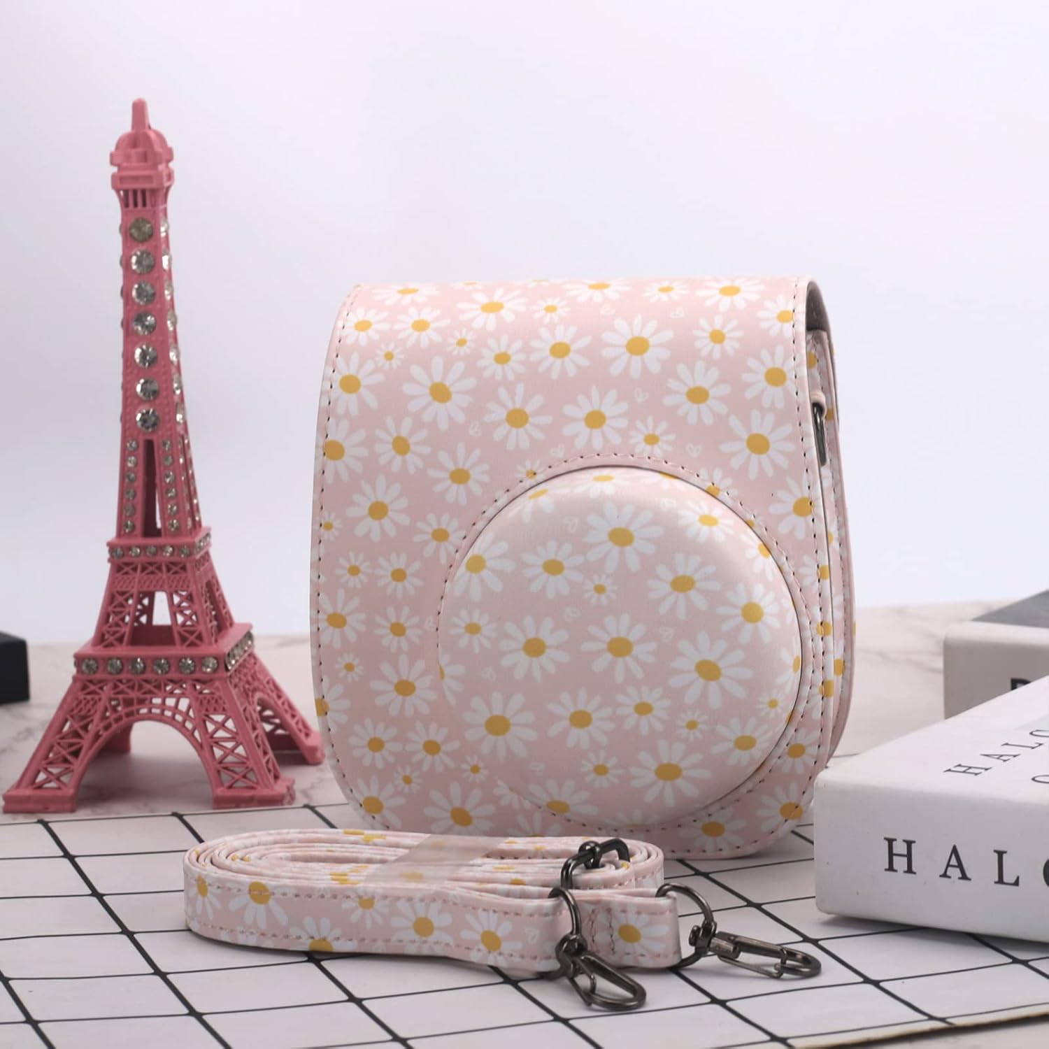 Frankmate Funda protectora compatible con mini cámara de película instantánea 12, 11, 9, 8, con bolsillo para accesorios y correa ajustable
