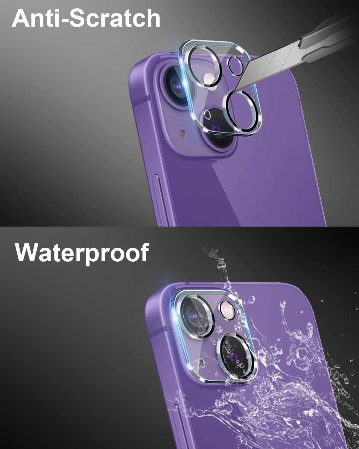 Paquete de 3 protectores de lente de cámara compatibles con iPhone 14 Plus y iPhone 14, vidrio templado 9H, antiarañazos, Ultra HD, fundas de cámara