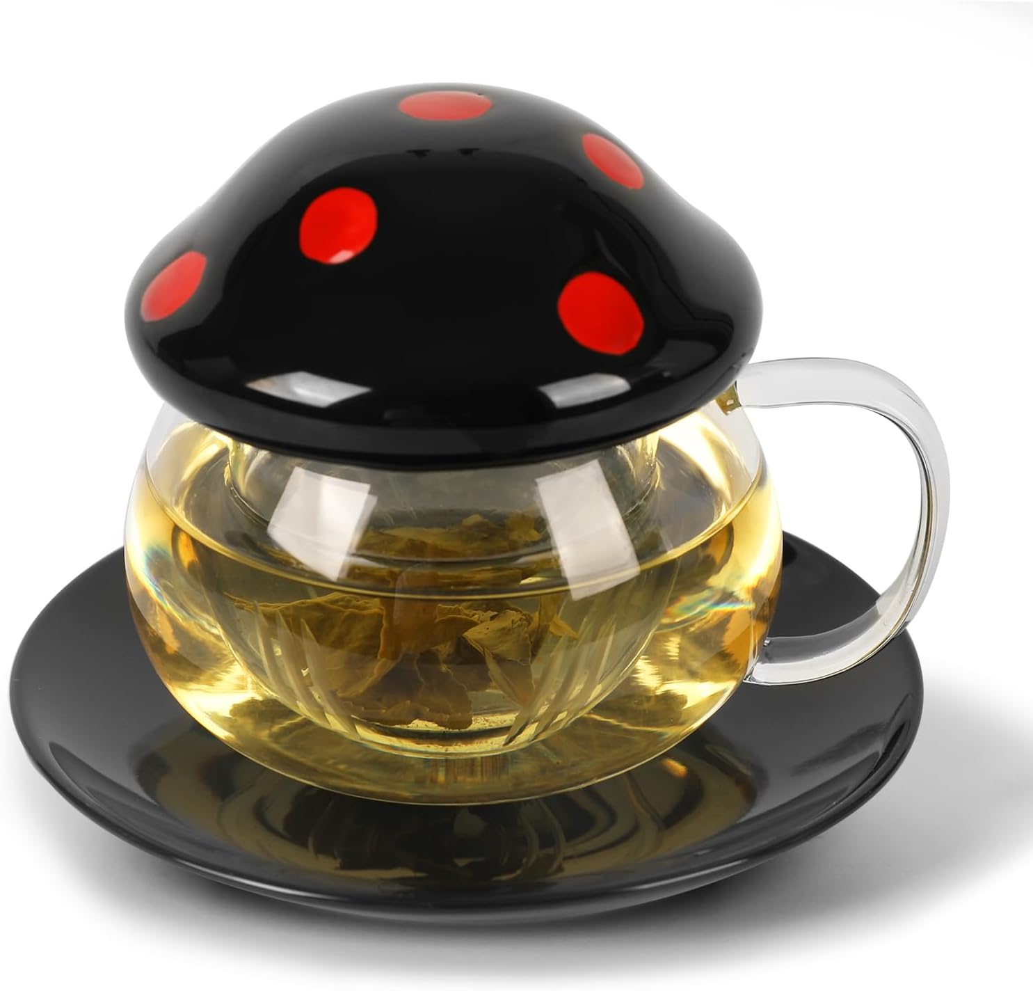 Juego de tazas de té de cerámica gótica con infusor y tapa, taza de té de cerámica gótica con infusor y tapa de 9.8 fl oz10 onzas para Halloween,