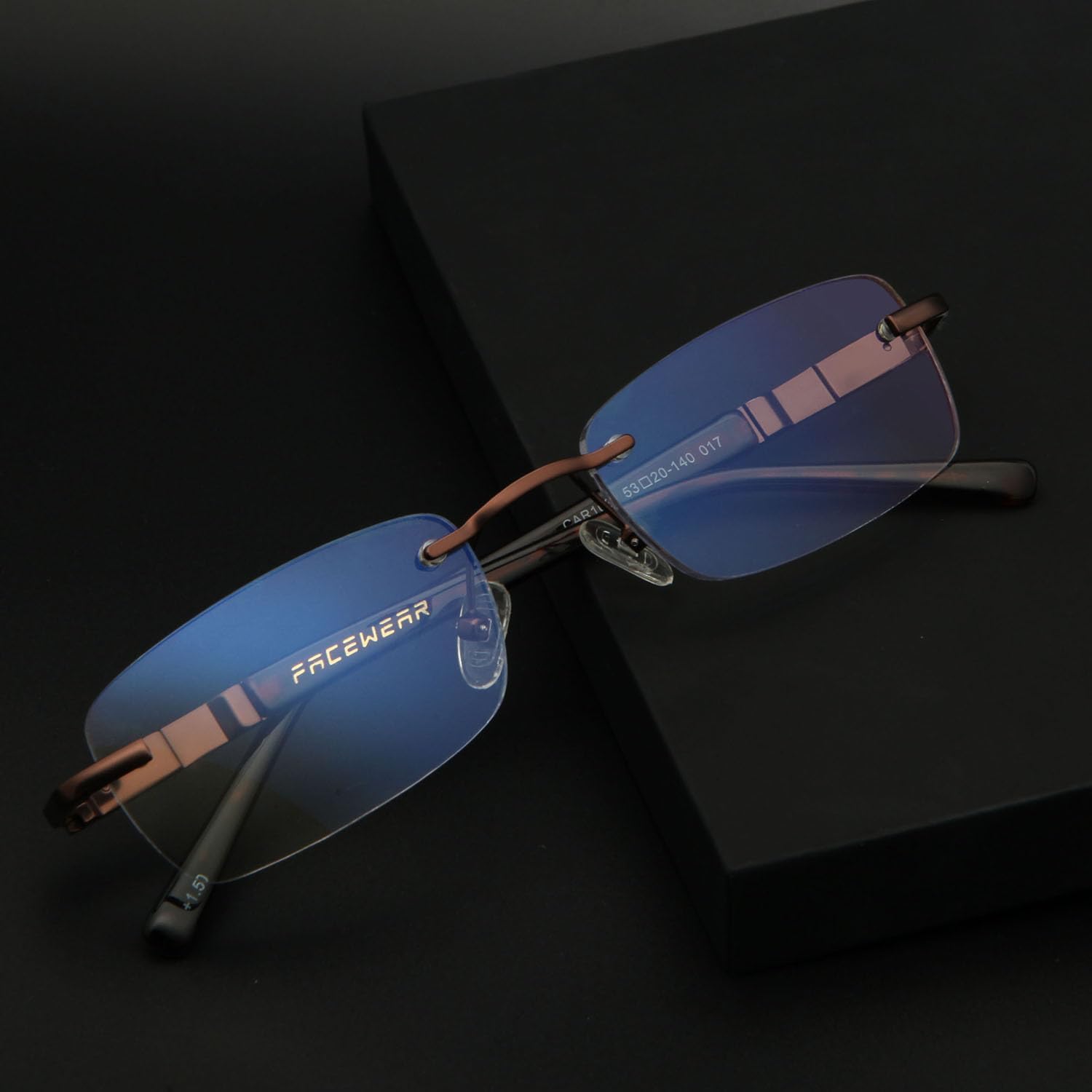 Gafas de lectura sin montura para hombre, con bloqueo de luz azul, lentes de metal para hombre, antideslumbramiento