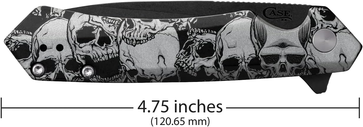 Case xx Knives 2023 Shot Show Kinzua Frame Lock 64645 Skulls Black Aluminum S35VN Cuchillo de bolsillo