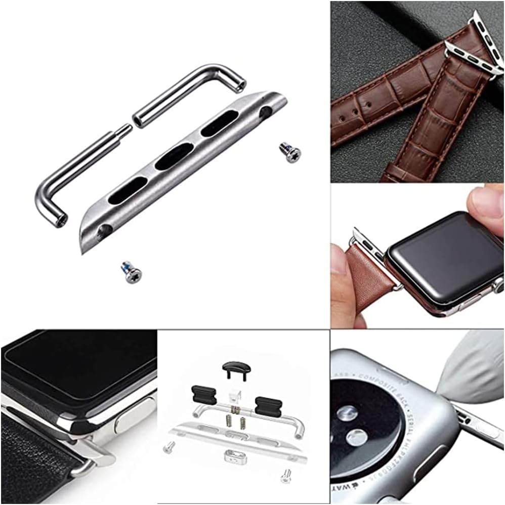 Conectores de correa de reloj, adaptador de acero inoxidable, eslabón de metal de repuesto con destornillador, herramienta compatible con Apple