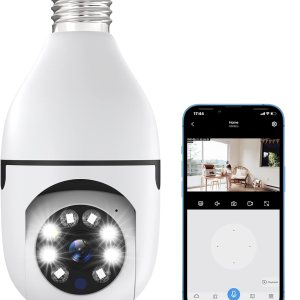 SAFEVANT Bombilla de cámara de seguridad WiFi para exteriores, 1080P inteligente de 360 grados con rosca de 360 grados con audio bidireccional a SAFEVANT Bombilla de cámara de seguridad WiFi para exteriores, 1080P inteligente de 360 grados con rosca de 360 grados con audio bidireccional a