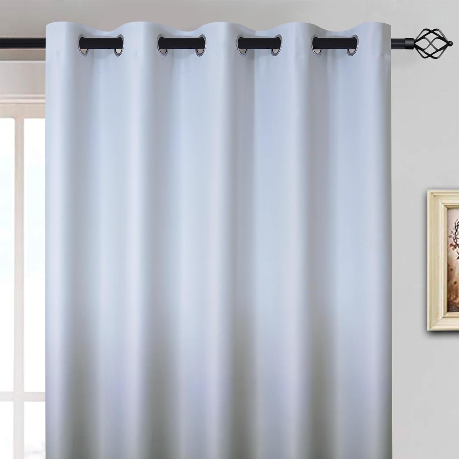 Yakamok Cortinas degradadas de 84 pulgadas de largo, con aislamiento térmico, bloqueo de luz, color degradado de blanco grisáceo a gris, cortinas de