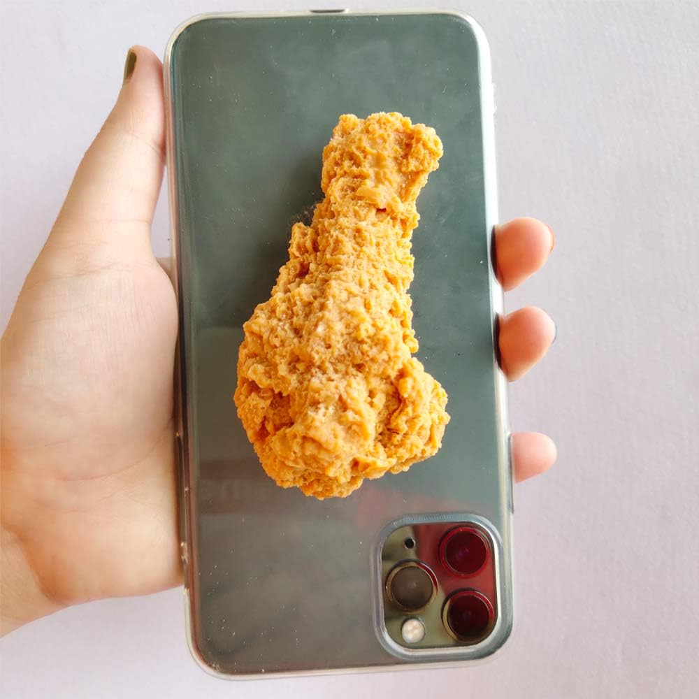 Laugwey Funda protectora para iPhone, bonita y divertida funda protectora de TPU suave transparente con forma de pata de pollo frito 3D súper real y