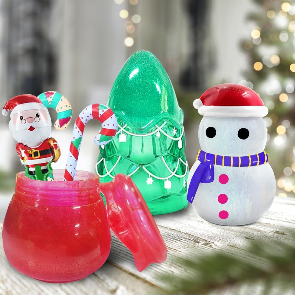 Juego de 3 moldes de silicona para frascos, moldes de resina para tarros de Navidad, muñeco de nieve, árbol de Navidad, moldes de resina con tapa,