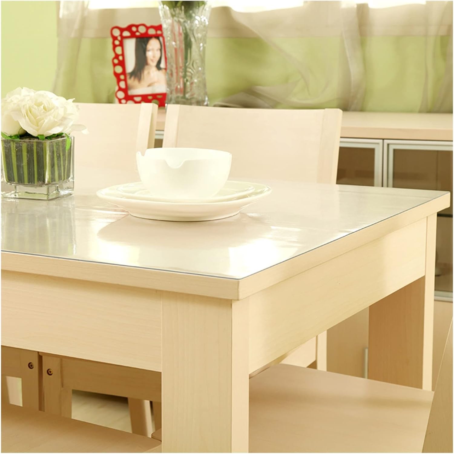 Protector transparente para mesa de comedor, mantel de plástico impermeable, cubierta de PVC, rectangular, para comedor (color  0.059 in, tamaño