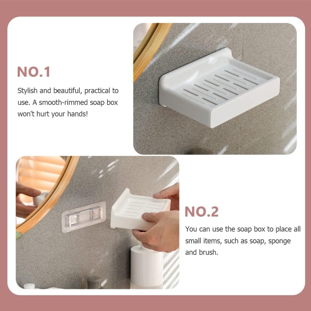 Zerodeko Cajones de almacenamiento, jabonera, soporte para jabón, bandeja de jabón, platos autoadhesivos, protector de jabón de plástico para