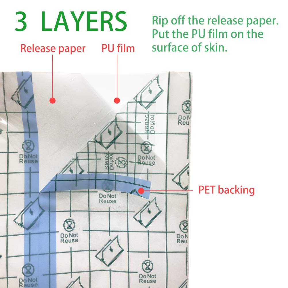 Rollo de vendaje para cuidado posterior de tatuajes de 10 x 2 yardas, película transparente impermeable para tatuajes, curación inicial y reparación