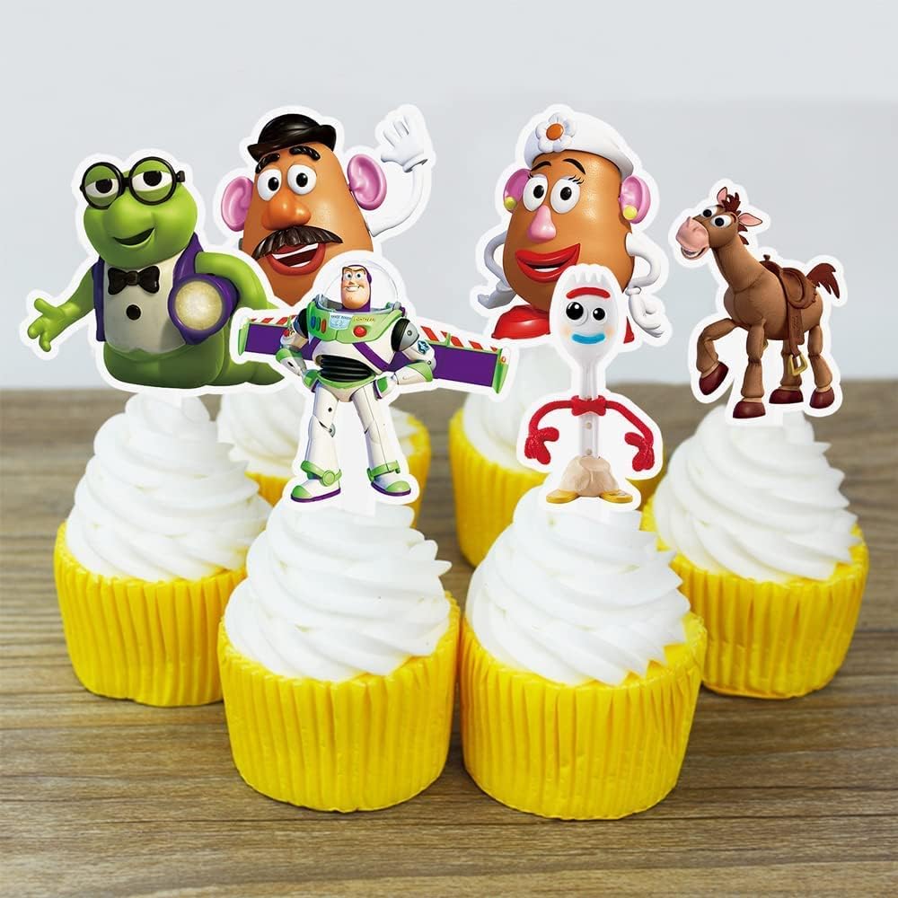 Juego de 38 decoraciones para cupcakes de cuentos, suministros de fiesta de pastel de cumpleaños