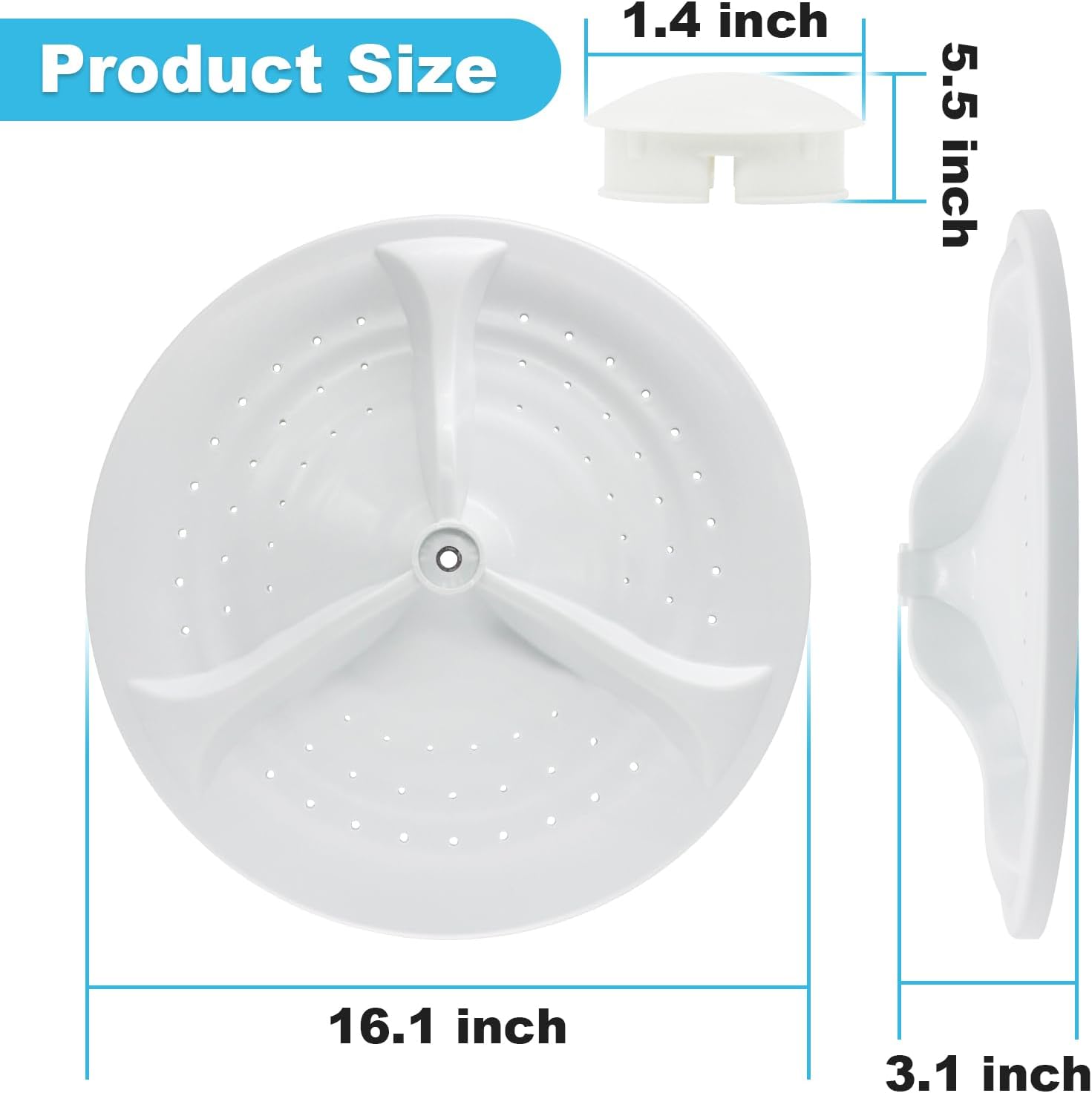 W10752283 Lavabo con tapa central de repuesto para piezas de agitador de lavadora Whirlpool Reemplazar WTW7000DW WTW5000DW1 WTW5000DW2 WTW8500DC