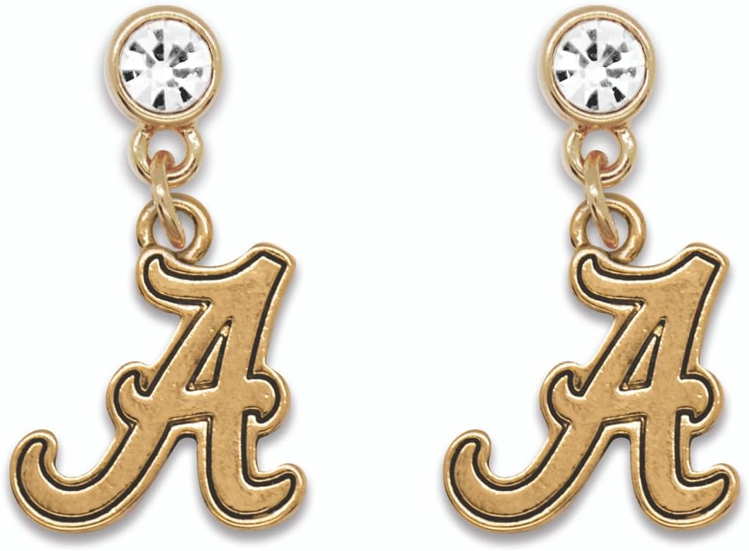 Alabama Crimson Tide Lydia – Pendientes de oro con licencia UA, Oro, No es una piedra preciosa