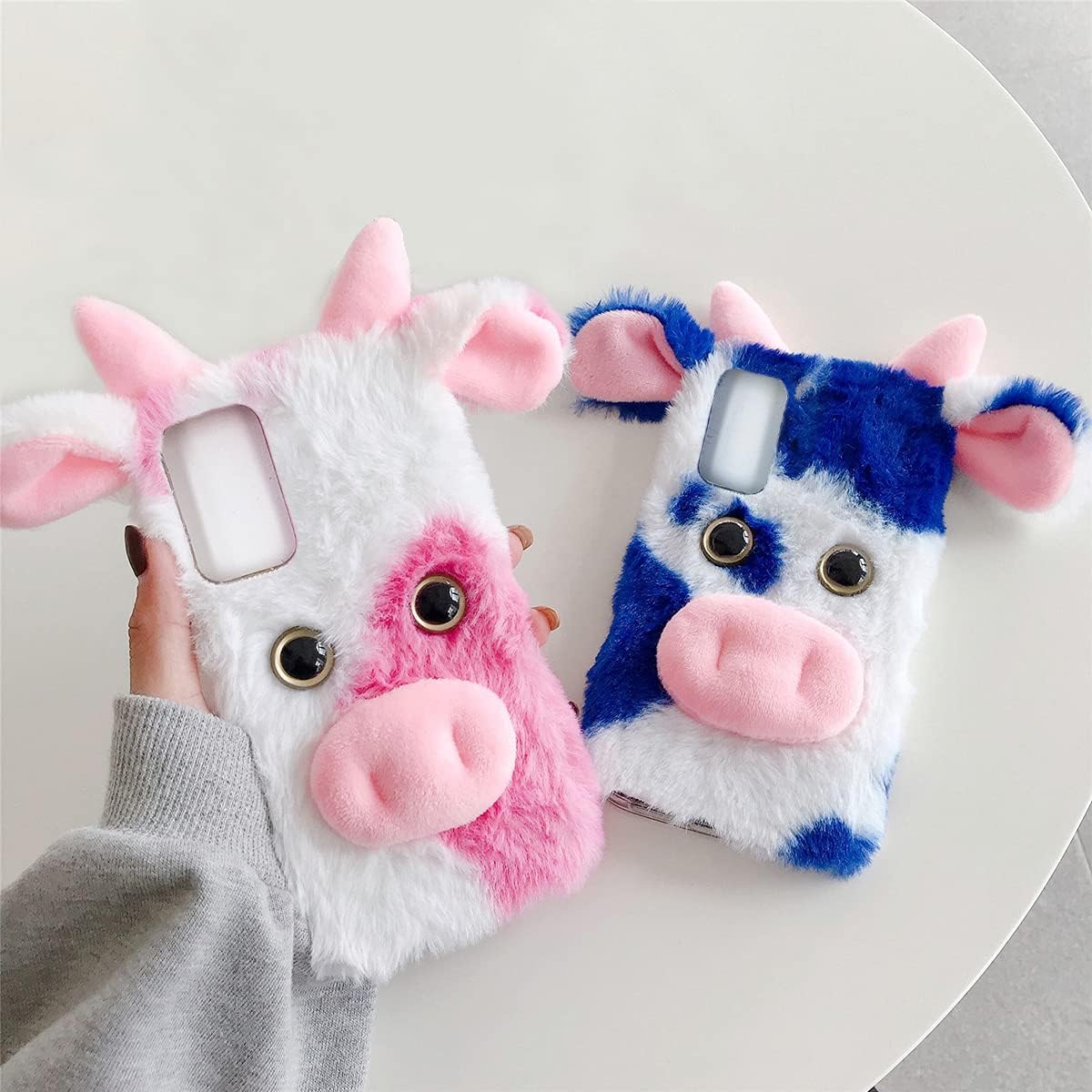 Linda funda de felpa de piel esponjosa de vaca lechera para Moto G Stylus 2021 funda protectora de animales peludos en 3D, funda protectora de pelo