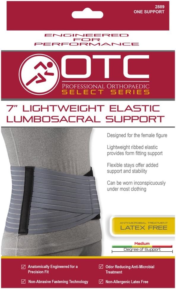 OTC Lower Back Select Series Soporte lumbosacro para mujer, gris, talla XL