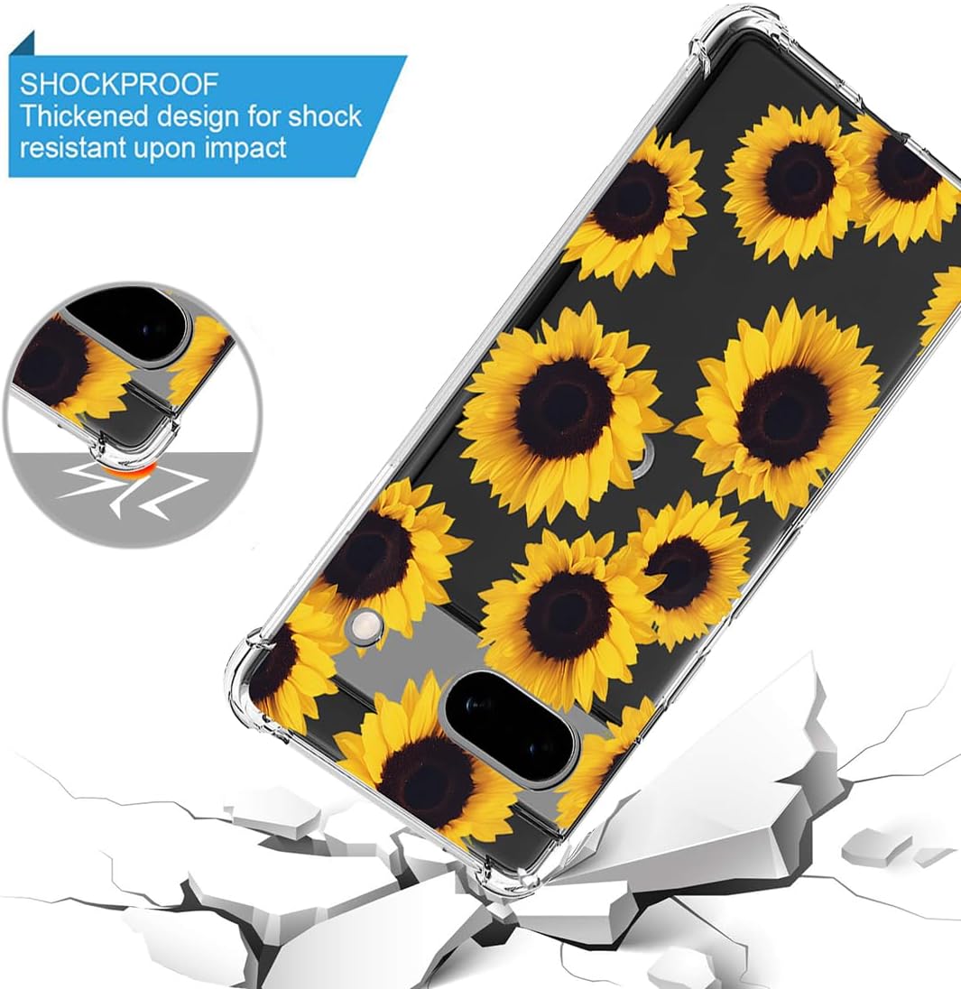 Sidande Funda para Pixel 7A, Google 7A GWKK3 para niñas y mujeres, transparente, floral, suave, flexible, TPU delgada, funda protectora para Google