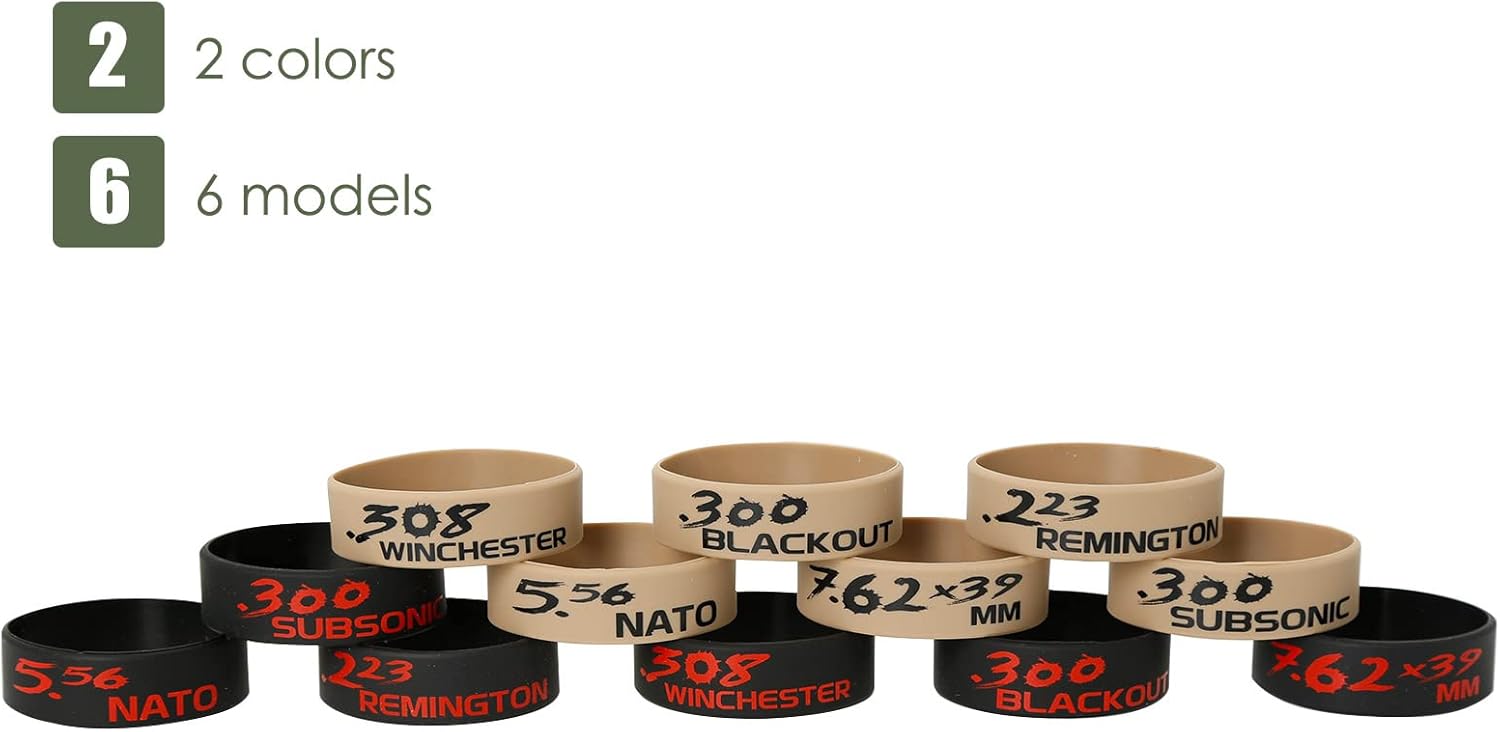 Aolamegs Paquete de 510 bandas para revistas, 5.56 OTAN, 300 apagones, 300 Subsonic, .223 Remington, .308 Winchester, 7.62 x 39, bandas de silicona