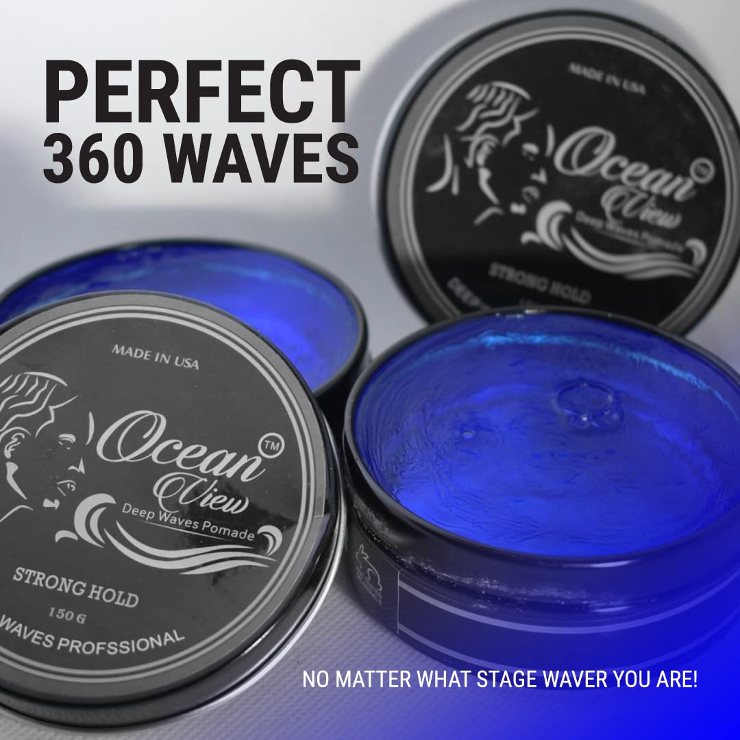 OCEAN VIEW DEEP WAVES POMADE Butter Love (grasa de ondas naturales con manteca de karité de 4 onzas) y pomada Ocean View (pomada a base de agua de 4