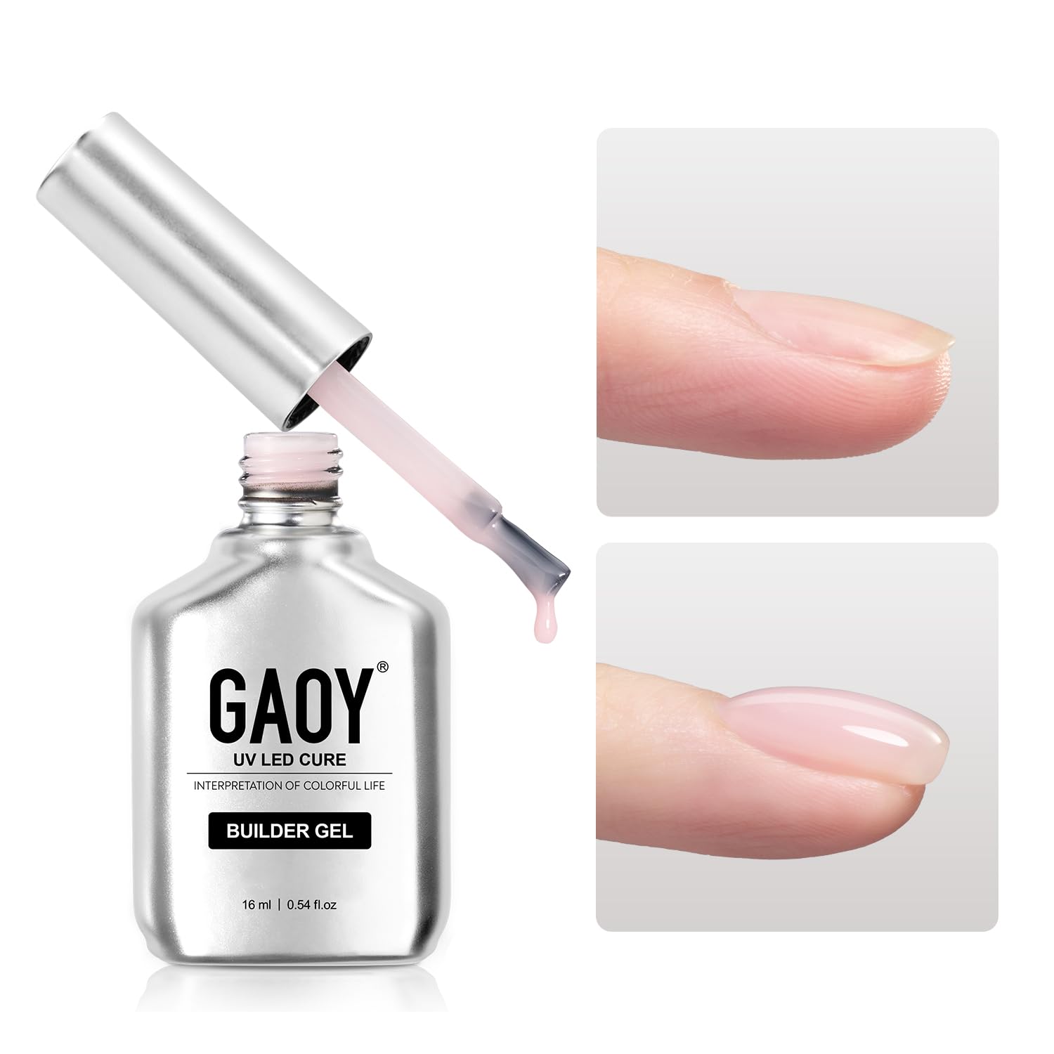 GAOY Gel constructor para uñas, fortalecedor de uñas de 0.6 fl oz en una botella, gel duro para extensión de uñas, gel UV de larga duración, 1726