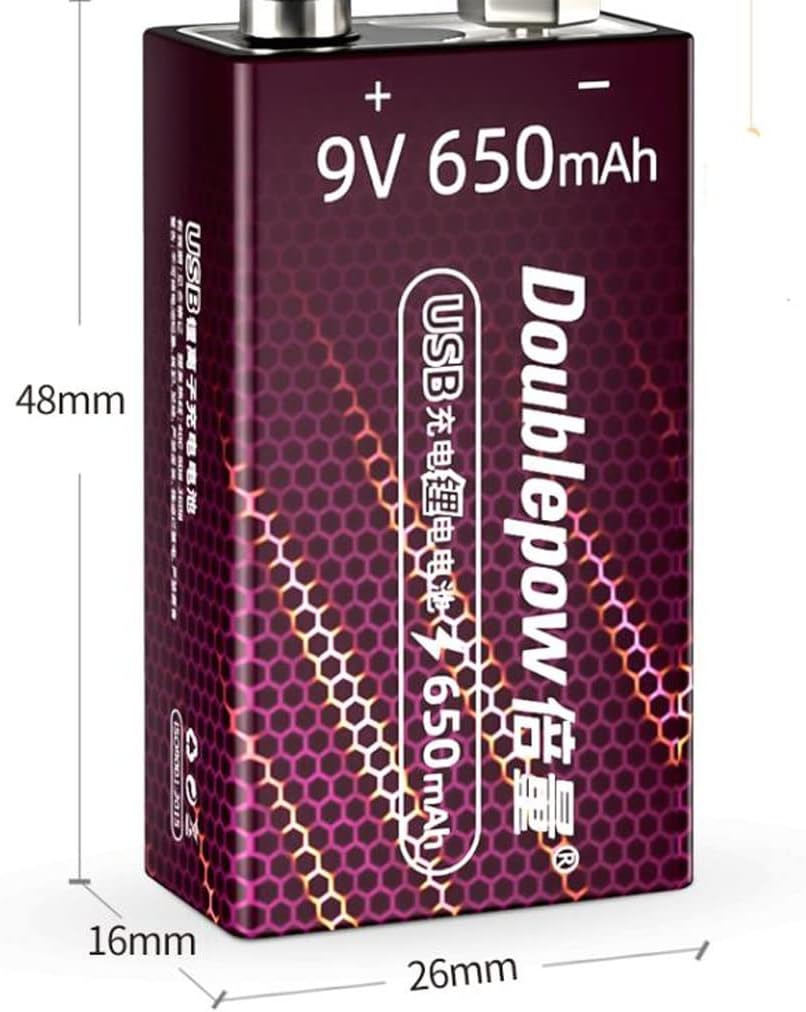 MNB Batería recargable de 9 V, batería de litio 6F22, pistola de temperatura corporal, cubeta, micrófono, multímetro, guitarra USB de nueve voltios,