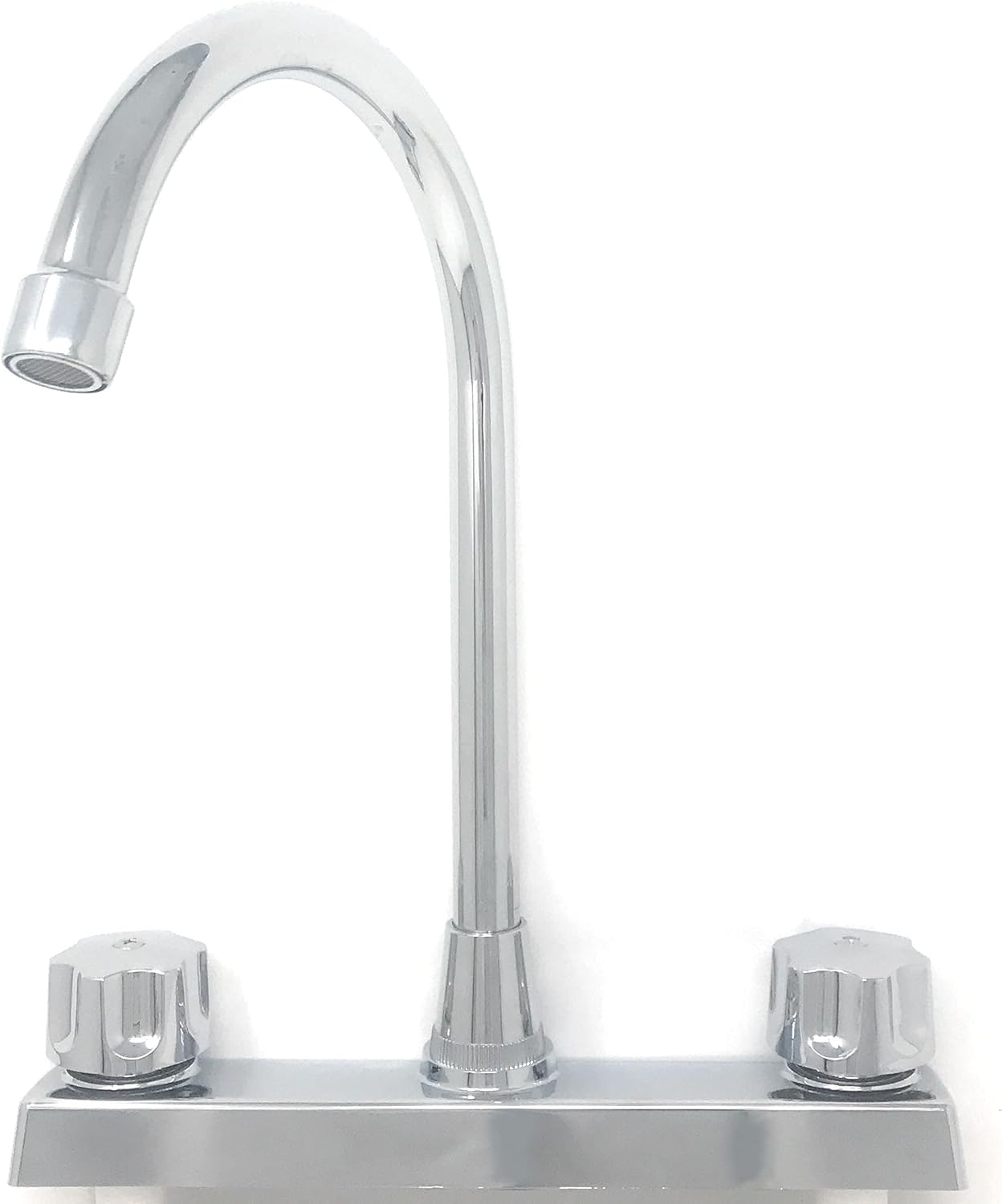 Grifo de la cocina del cuerpo plástico del canalón del acero inoxidable de dos manijas de la superficie cromada 1035 P Agujero central de 8 pulgadas